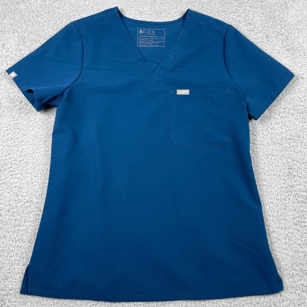 FIGS Catarina Zamora Scrub Set Womens S/M Blue V-Neck Jogger Stretch Excellent - Picture 2 of 16